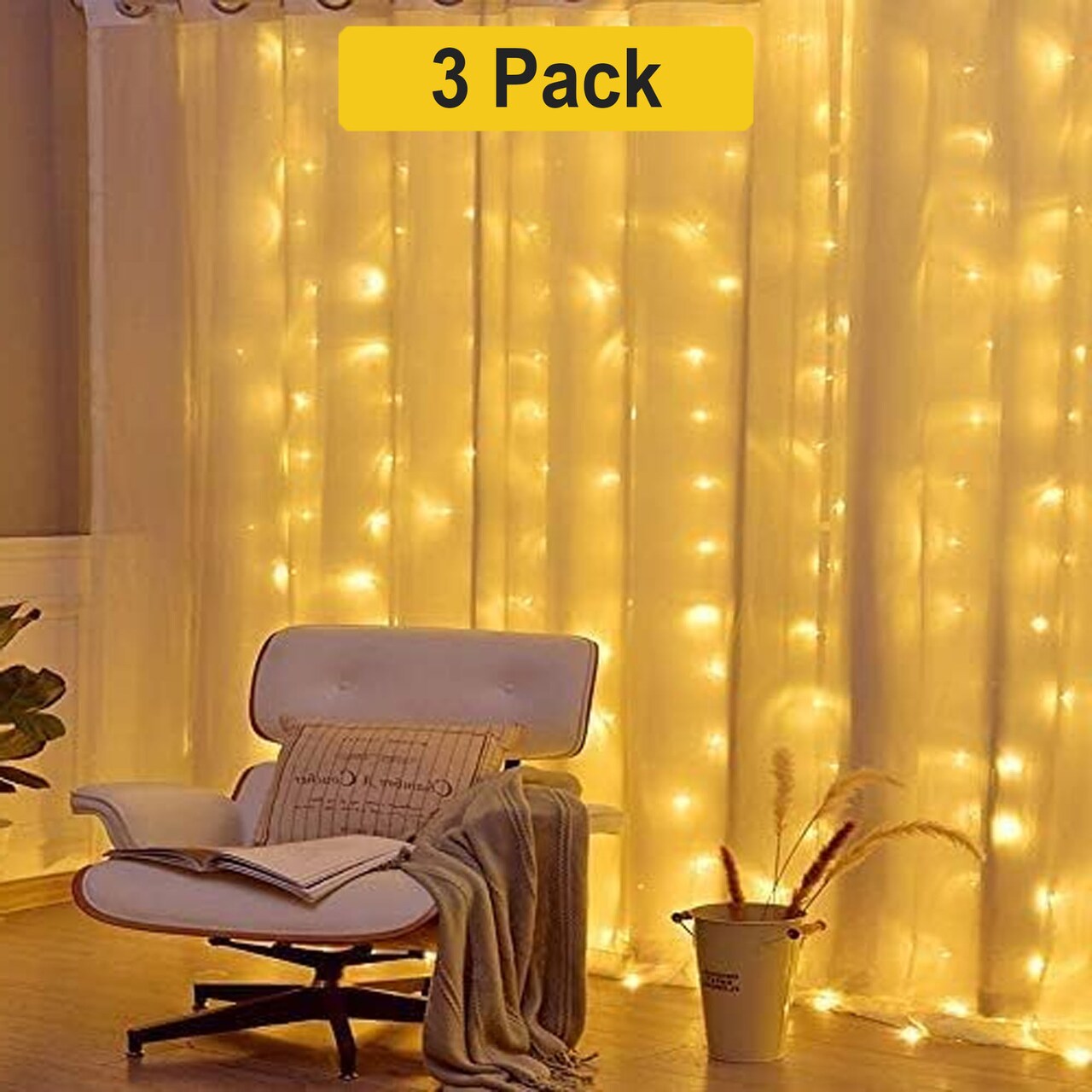 USB Pastel Rainbow Curtain Lights — 300 LED, 10 Strands, Remote & 8 Modes